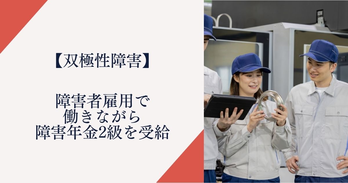 【双極性障害】障害者雇用で働きながら障害年金２級を受給